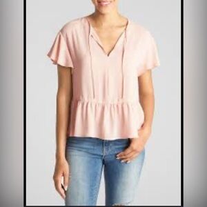 GAP Soft Pink Flutter Sleeve Blouse